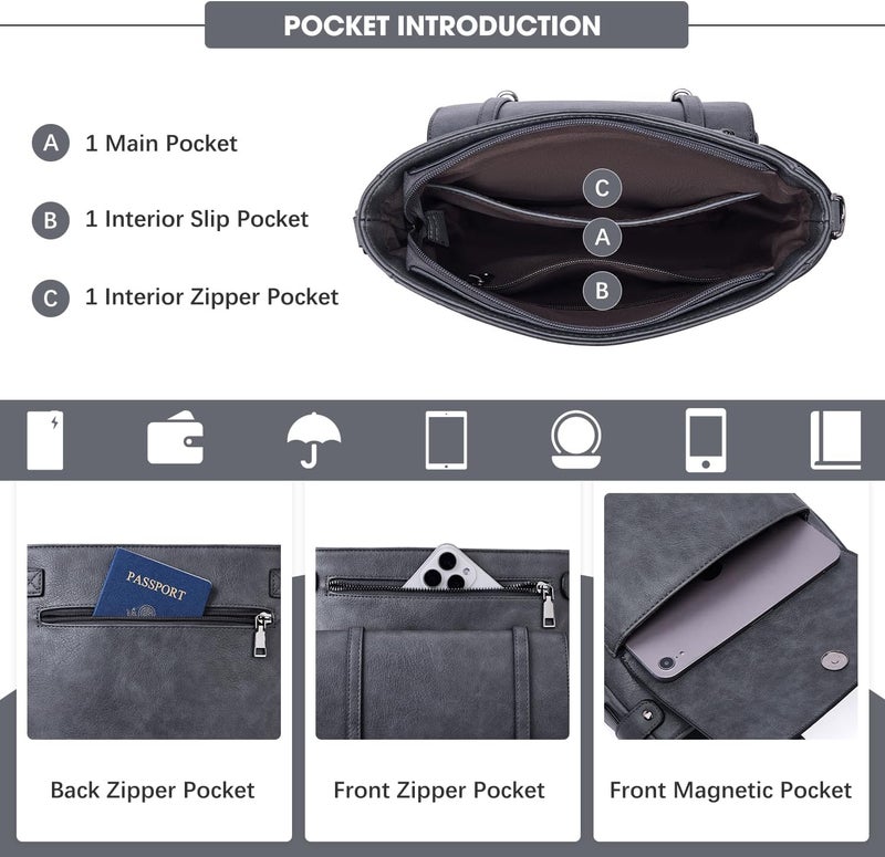 Roulens Crossbody Bags for Women,Multi Pocket Crossbody Purses Vegan Leather Shoulder Handbags Travel Purse Adjustable Strap - Image 3